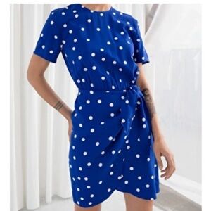 & Other Stories mini side tie dress with polka dots